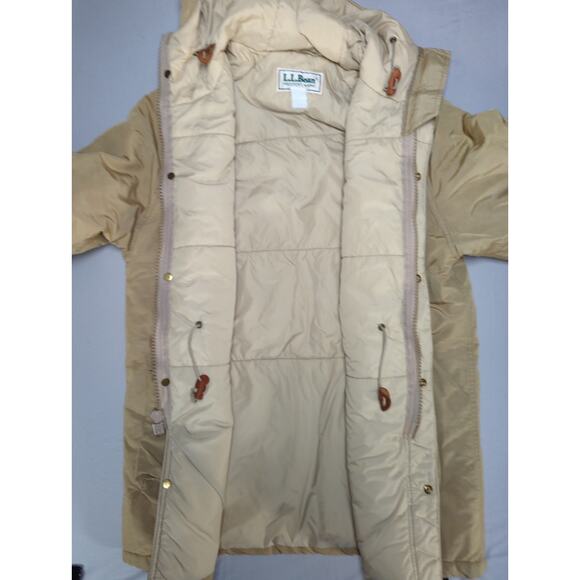 VTG LL Bean Mens M Tan Hooded Parka Jacket Field Coat Freeport Maine - Picture 3 of 16